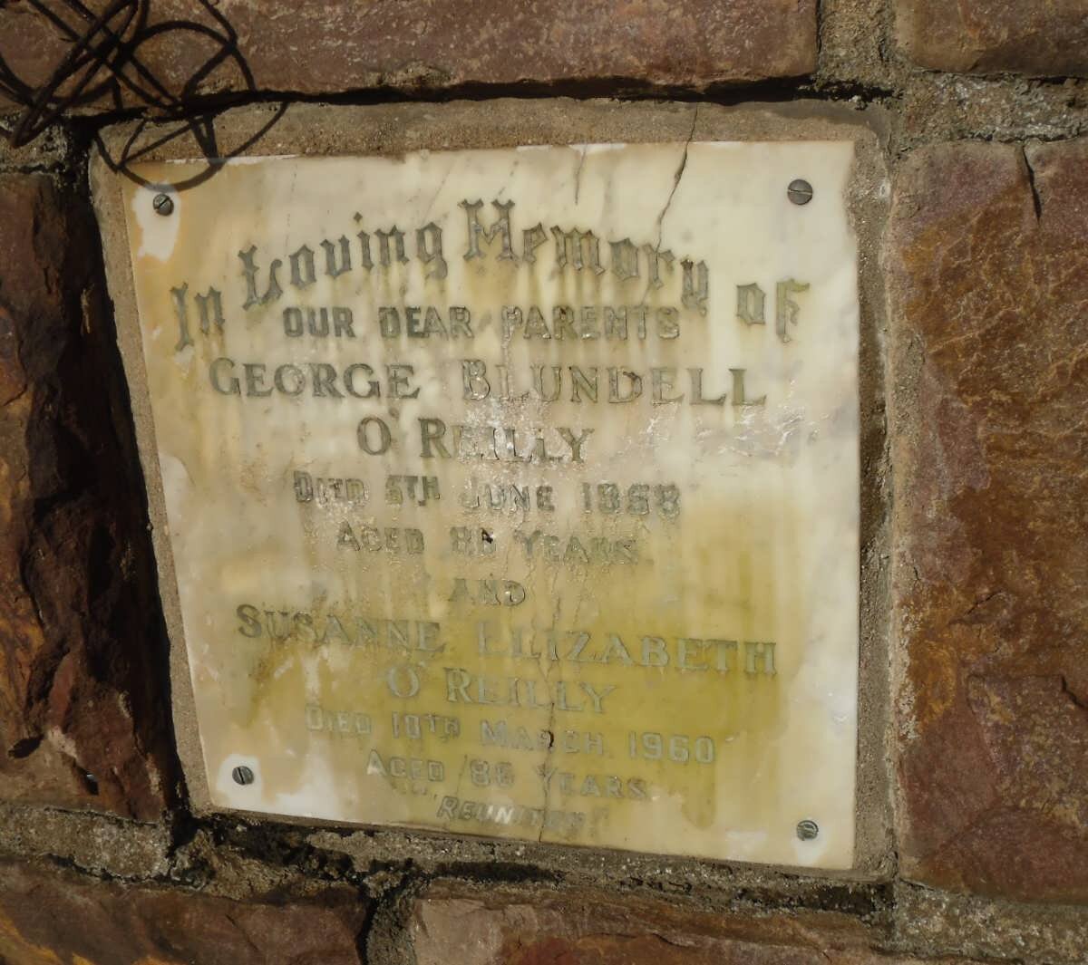 O'REILLY George Blundell -1958 &amp; Susanne Elizabeth -1960