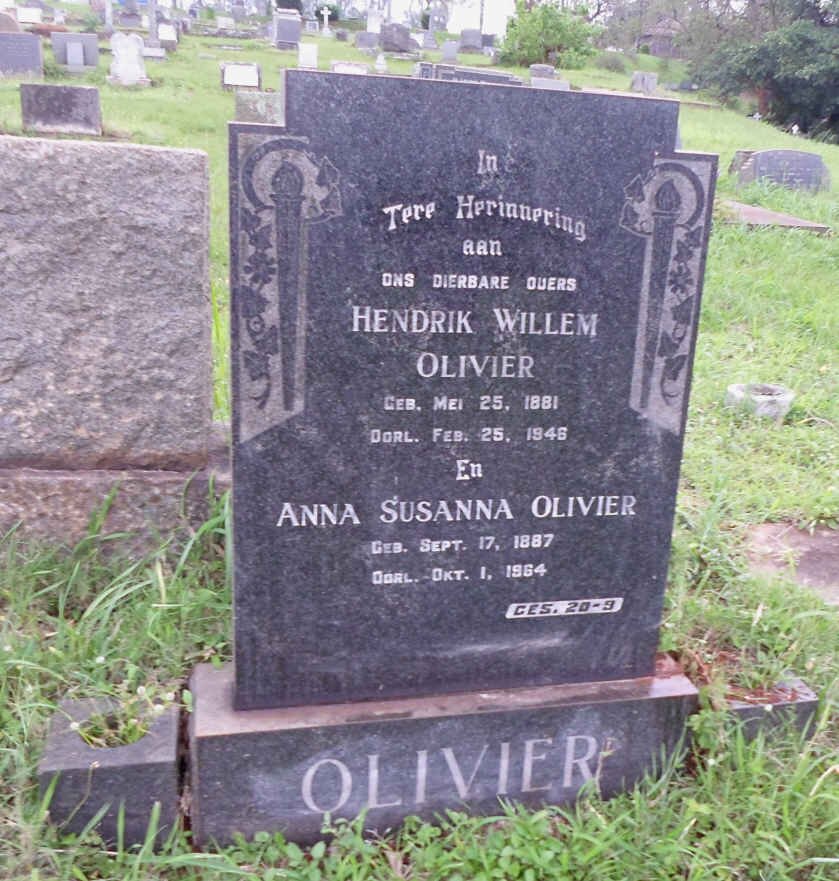 OLIVIER Hendrik Willem 1881-1946 &amp; Anna Susanna 1887-1964