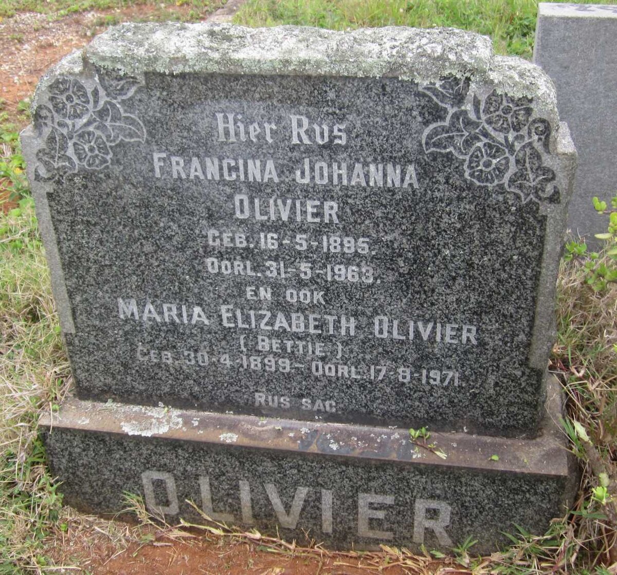 OLIVIER Francina Johanna 1895-1963 :: OLIVIER Maria Elizabeth 1899-1971