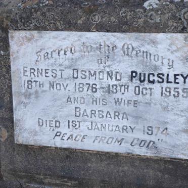 PUGSLEY Ernest Osmond -1955 &amp; Barbara -1974
