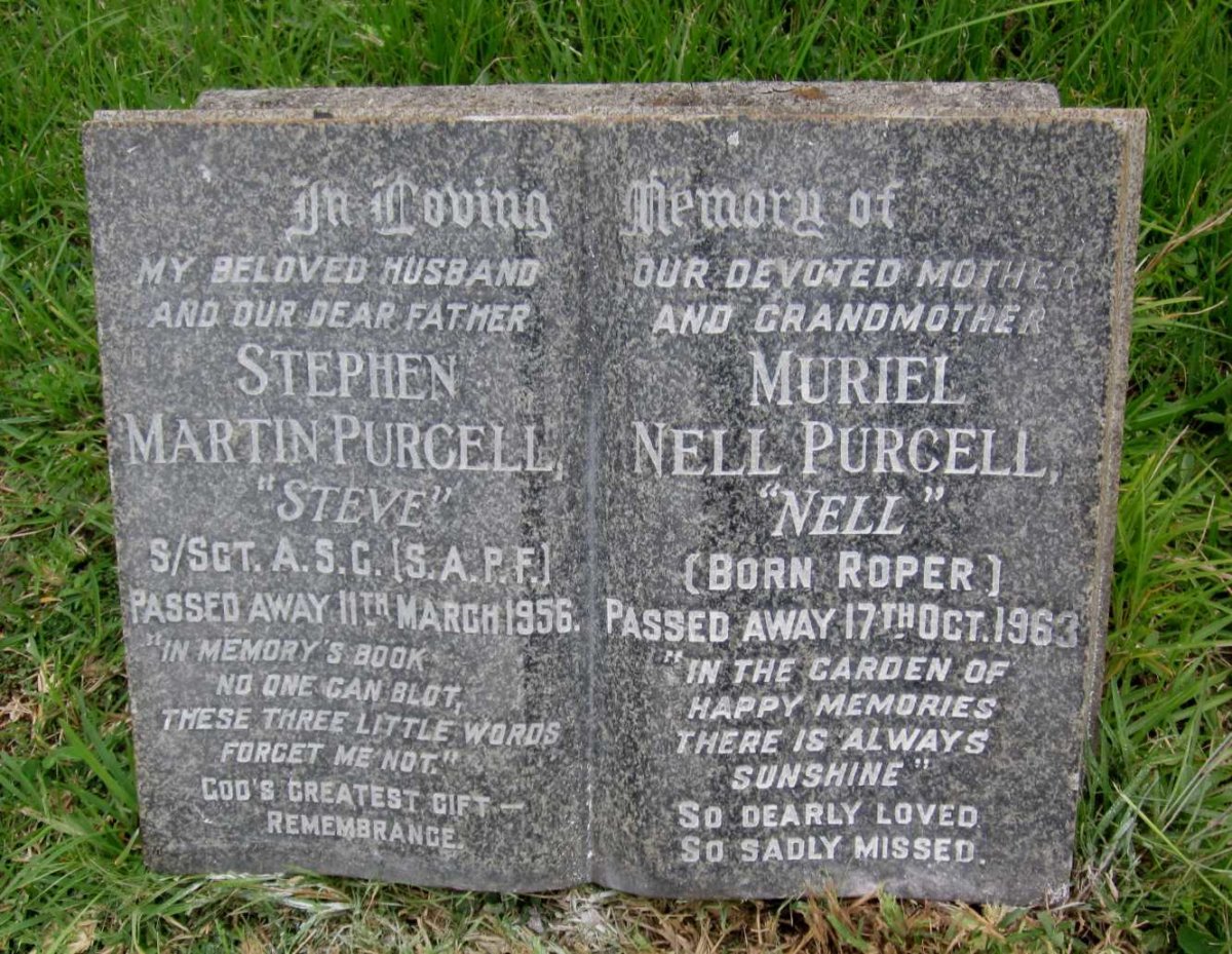 PURCELL Stephen Martin -1956 &amp; Muriel Nell ROPER -1963