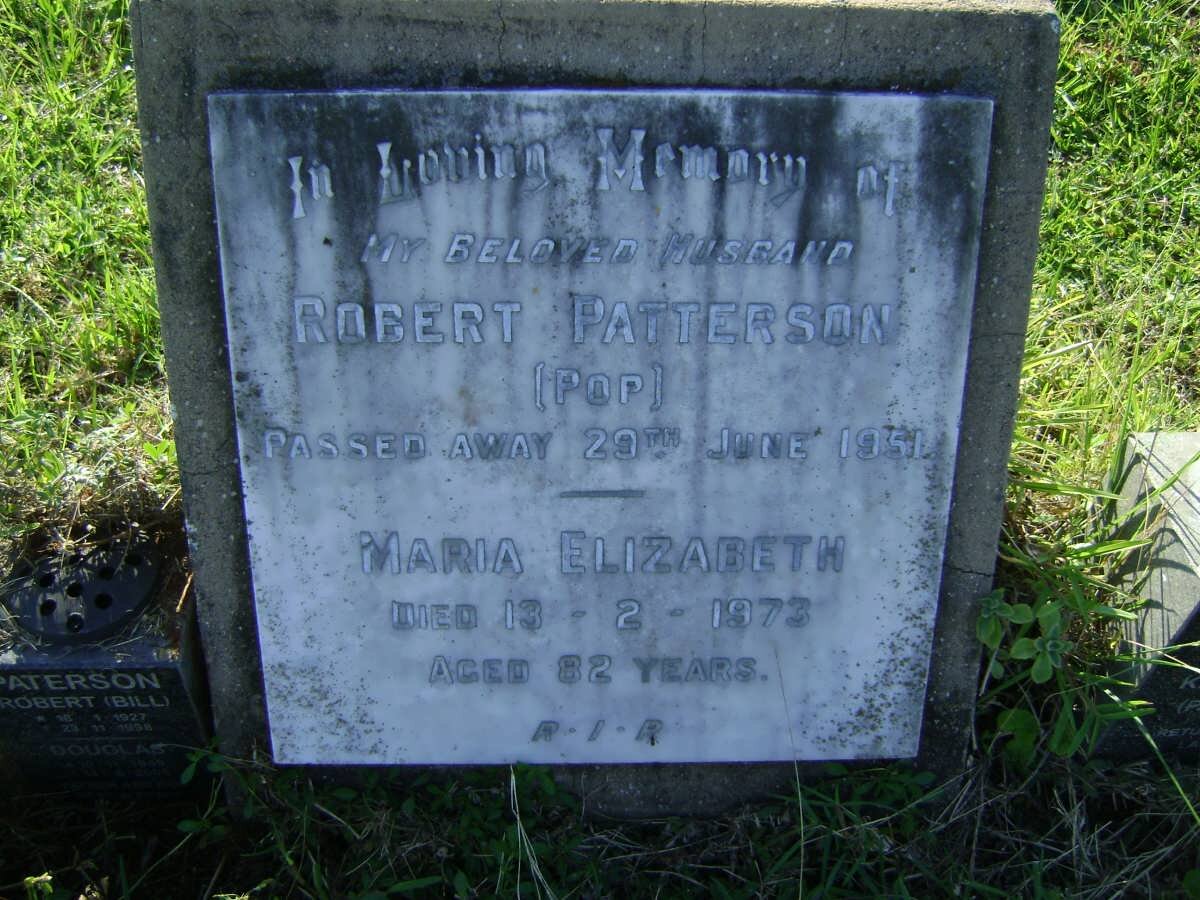 PATTERSON Robert -1951 &amp; Maria Elizabeth -1973