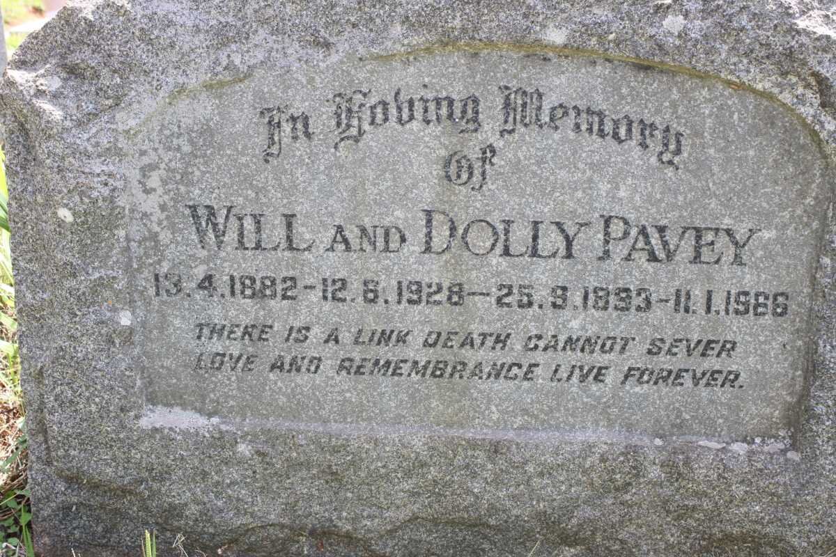 PAVEY William Ernest 1882-1928 &amp; Dorothy 1893-1966
