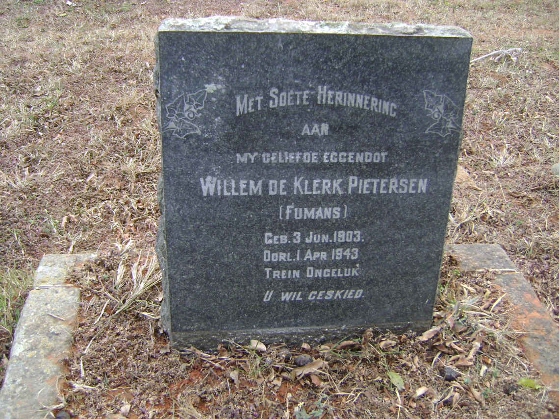 PIETERSEN Willem De Klerk 1903-1943