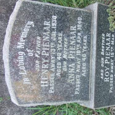 PIENAAR Henry -1930 &amp; Anna -1940 :: PIENAAR Roy -1963