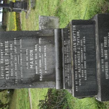 PIRRIE Charles 1866-1934 &amp; Marion 1856-1941 :: TAYLOR Joan Smyton 1887-1954