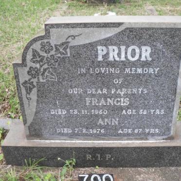 PRIOR Francis -1950 &amp; Ann -1976