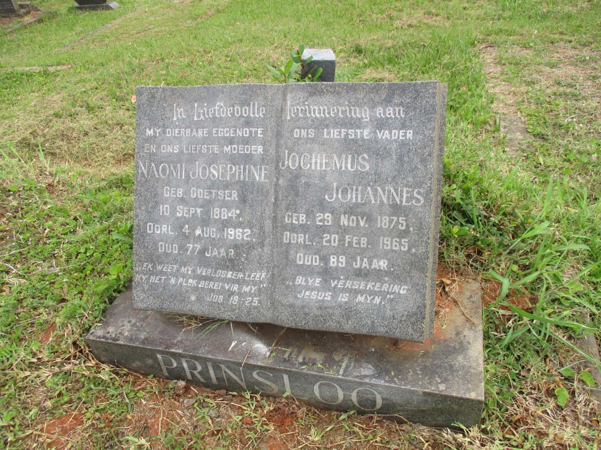 PRINSLOO Jochemus Johannes 1875-1965 &amp; Naomi Josephine COETSER 1884-1962