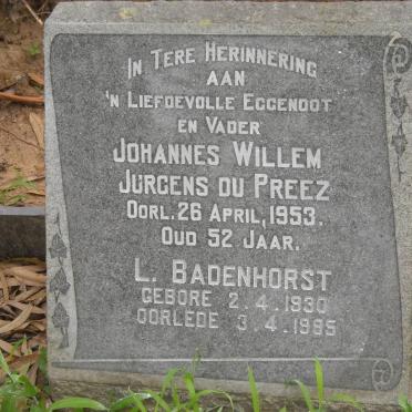 PREEZ Johannes Jurgens, du -1953 :: BADENHORST L. 1930-1995