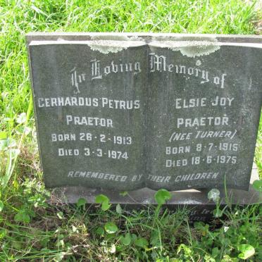 PRAETOR Gerhardus 1913-1974 &amp; Elsie Joy TURNER 1915-1975
