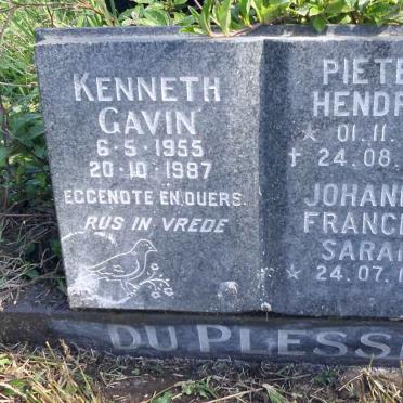 PLESSIS Pieter Hendrik, du 1918-1993 &amp; Johanna Frances 1927- :: PLESSIS, du Kenneth Gavin 1955-1987