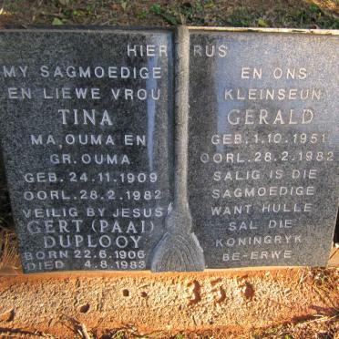PLOOY Gert, du 1906-1983 &amp; Tina 1909-1982 :: ENSLIN Gerald 1951-1982