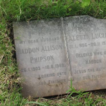 PHIPSON Haddon Allison 1903-1968 &amp; Aletta Lucia 1896-1975
