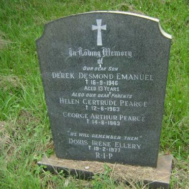 PEARCE George Arthur -1963 &amp; Helen Gertrude -1963 :: EMANUEL Derek Desmond -1946 :: ELLERY Doris Irene -1977