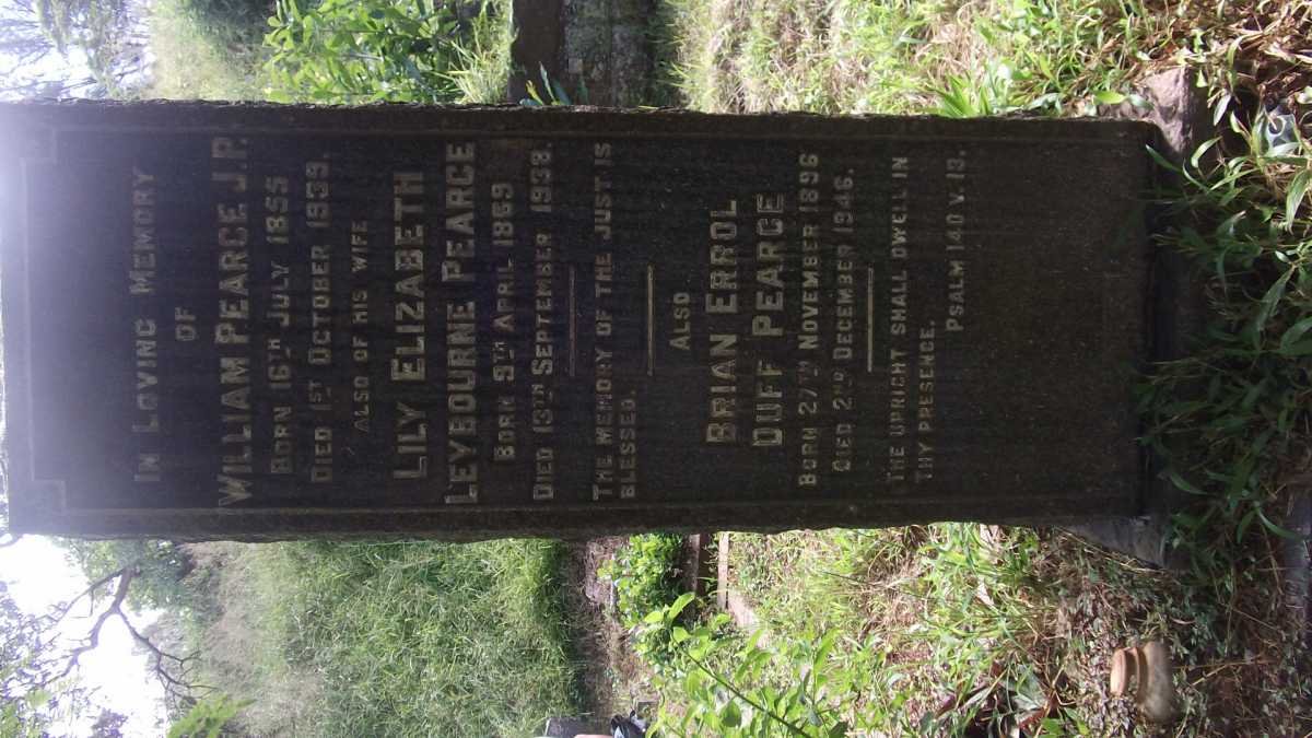 PEARCE William J.P. 1855-1959 &amp; Lily Elizabeth LEYBOURNE 1859-1938 :: PEARCE Brian Duff 1896-1946