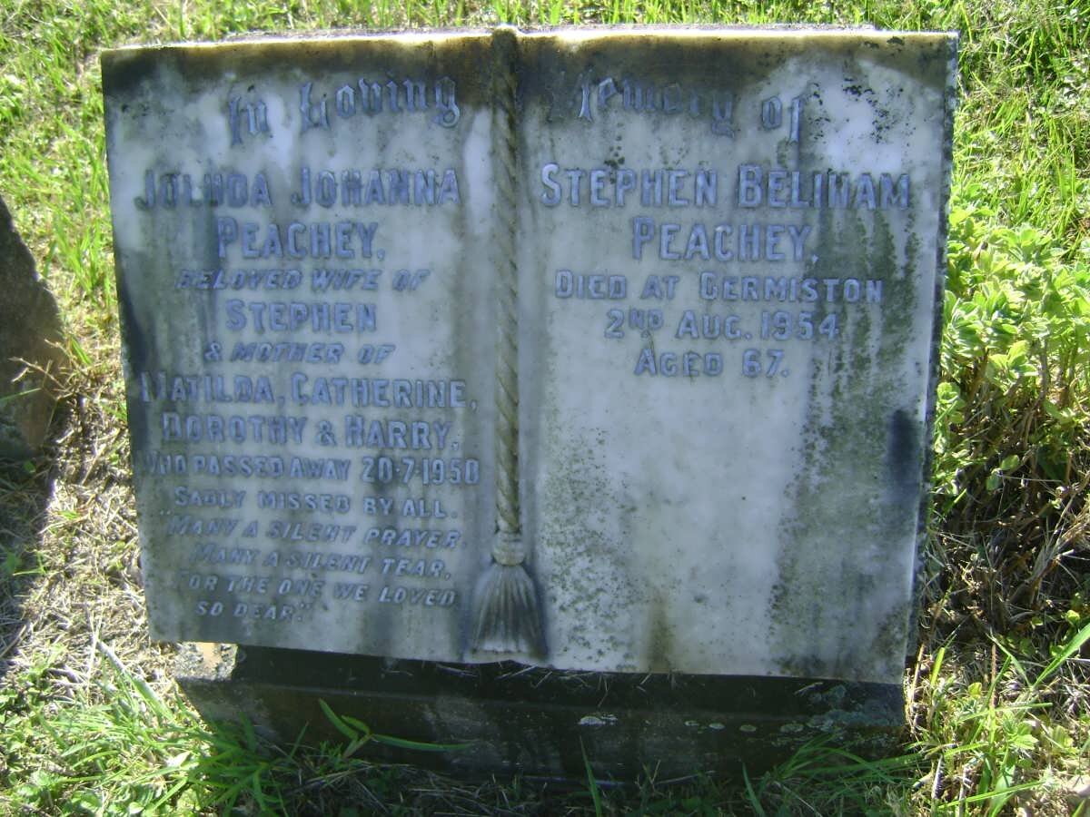 PEACHEY Stephen Beliham -1954 &amp; Joluda Johanna -1950