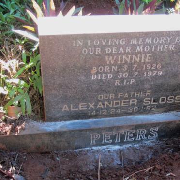 PETERS Alexander Sloss 1924-1992 &amp; Winnie 1926-1979