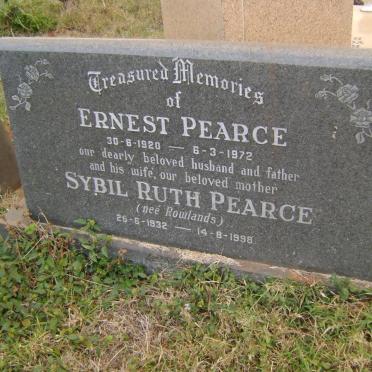 PEARCE Ernest 1920-1972 &amp; Sybil Ruth ROWLANDS 1932-1998