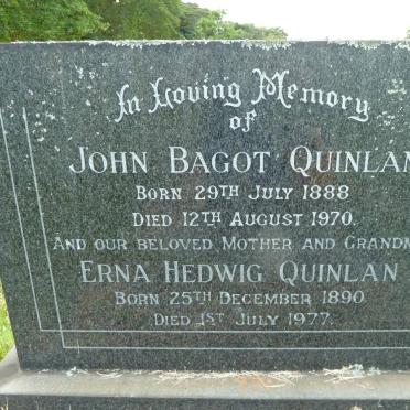 QUINLAN John Bagot 1888-1970 &amp; Erna Hedwig 1890-1970