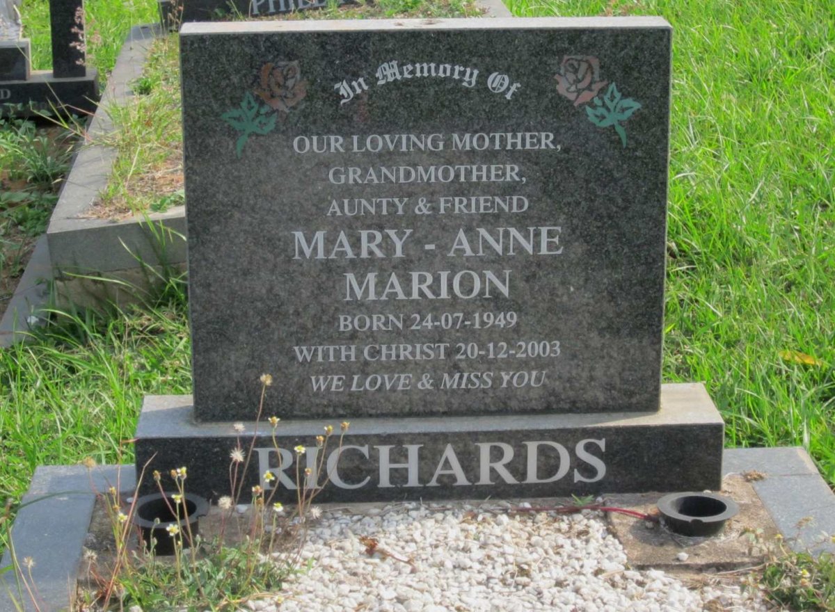 RICHARDS Mary-Anne Marion 1949-2003