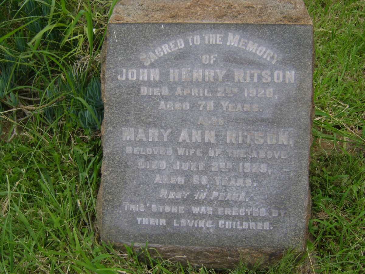 RITSON John Henry -1920 &amp; Mary Ann -1929