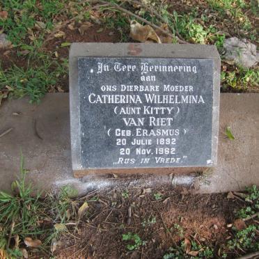 RIET Catherina Wilhelmina, van nee ERASMUS 1892-1962