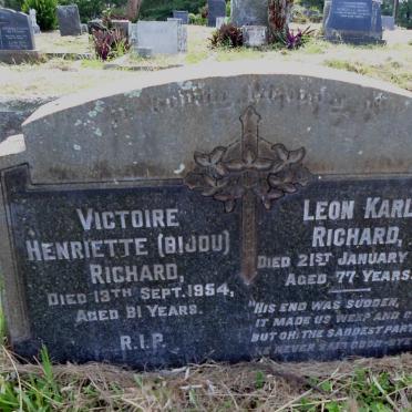 RICHARD Leon Karl -1944 &amp; Victoire Henriette BIJOU -1954 :: PORTER M.M. 1898-1988 