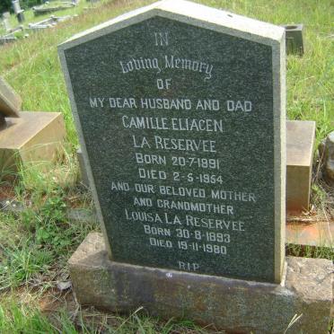 RESERVEE Camille Eliacen, la 1891-1954 &amp; Louisa 1893-1980