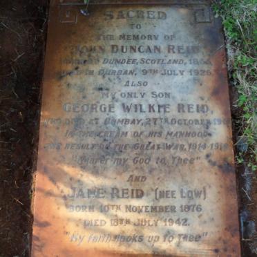 REID John Duncan 1865-1926 &amp; Jane LOW 1876-1942 :: REID George Wilkie -1918