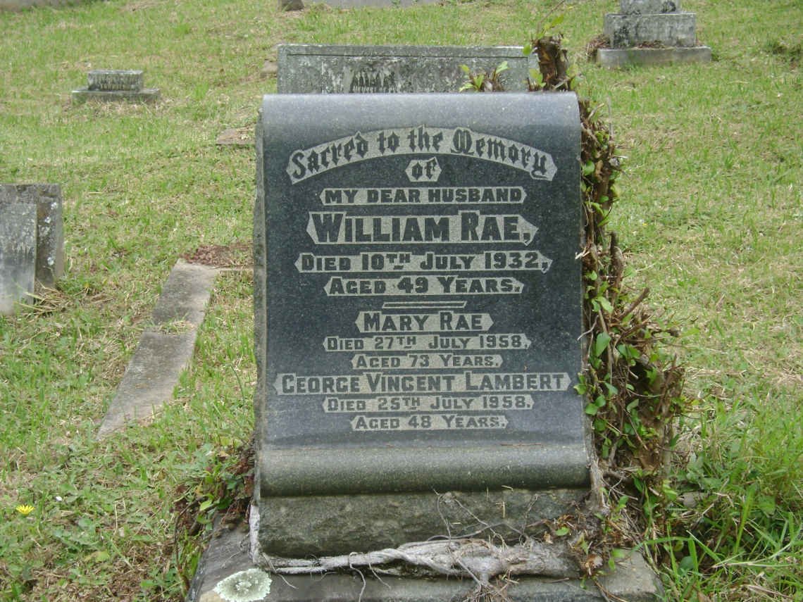 RAE William -1932 &amp; Mary -1958 :: LAMBERT George Vincent -1958