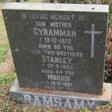 RAMSAMY Gyrammah -1972 :: RAMSAMY Stanley -1982 :: RAMSAMY Morris -1991