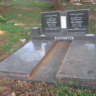 RADEMEYER George Frederick 1925-1974 &amp; Anna Magrieta 1925-2015