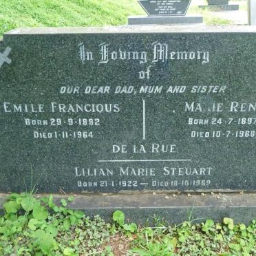 RUE Emile Francious, De La 1892-1964 &amp; Marie Rene 1897-1968 :: STEUART Lilian Marie 1922-1969