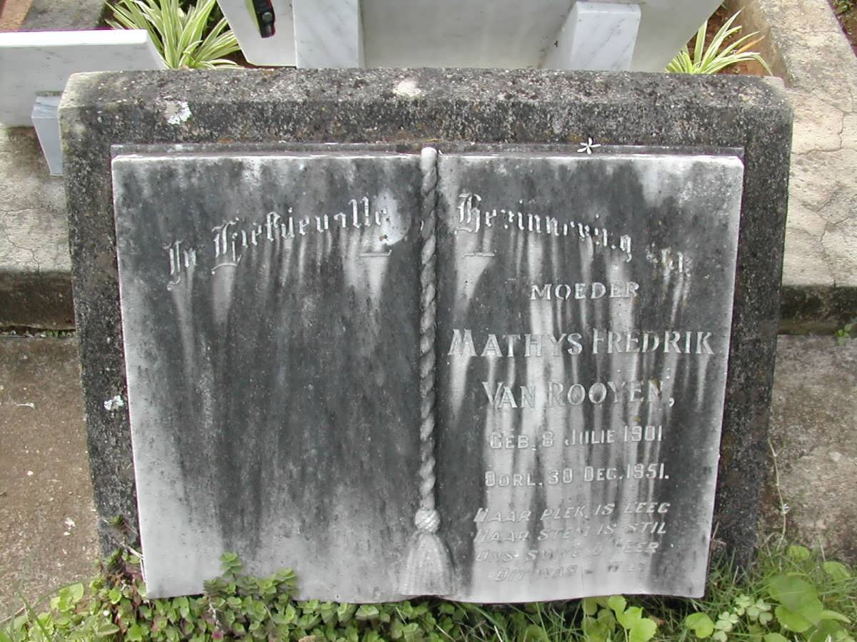 ROOYEN Mathys Fredrik 1901-1951