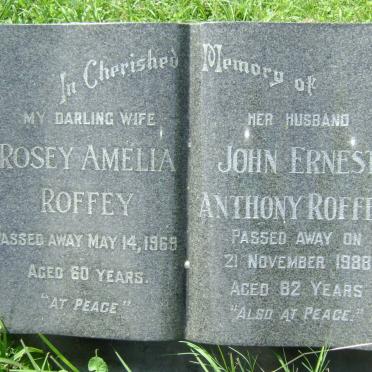 ROFFEY John Ernest Anthony -1988 &amp; Rosey Amelia -1969