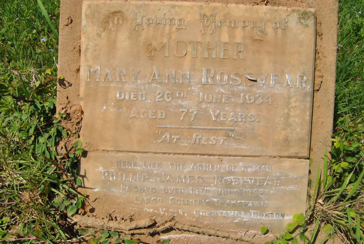 ROSEVEAR Phillip James -1952 &amp; Mary Ann -1934