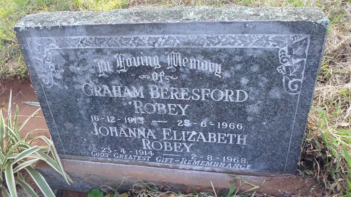 ROBEY Graham Beresford 1913-1966 &amp; Johanna Elizabeth 1914-1968