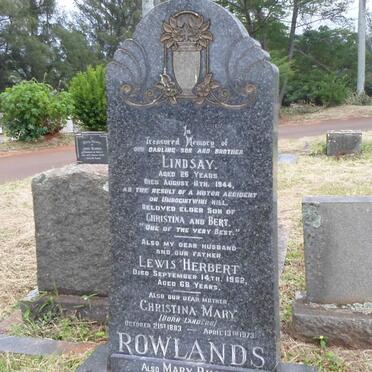 ROWLANDS Lewis Herbert -1962 &amp; Christina Mary LANDERS 1883-1973 :: ROWLANDS Lindsay -1944 :: ROWLANDS Mary Rhoda 1922-2011