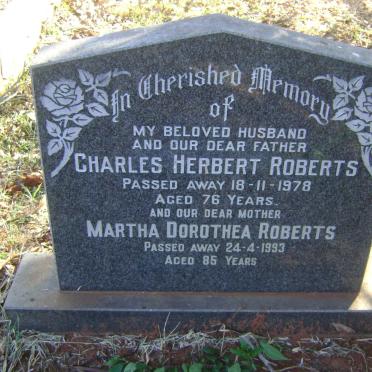 ROBERTS Charles Herbert -1978 &amp; Martha Dorothea -1993