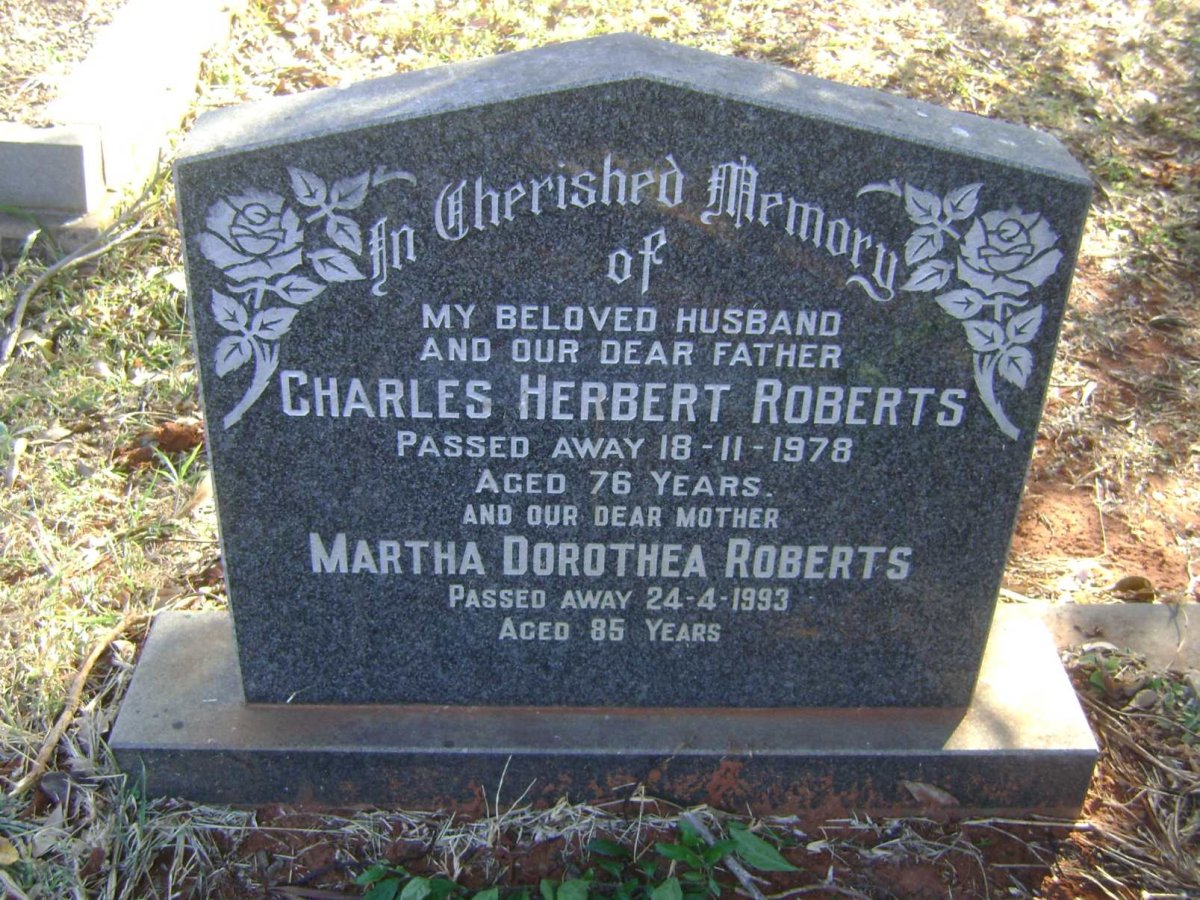 ROBERTS Charles Herbert -1978 &amp; Martha Dorothea -1993