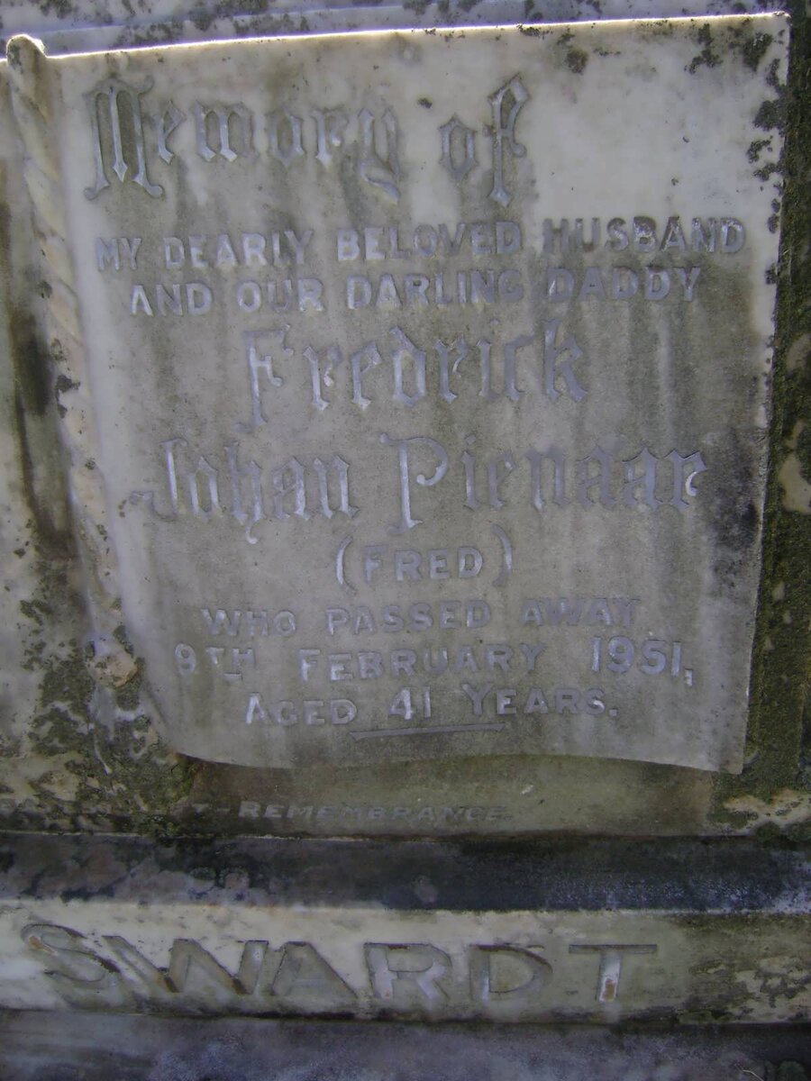 SWARDT Fredrick Johan Pienaar, de -1951