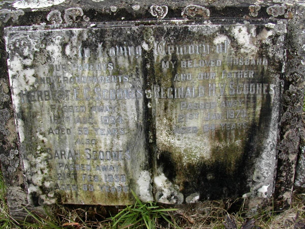 SCOONES Herbert E.C. -1934 &amp; Sarah -1958 :: SCOONES Reginald H.V. -1970