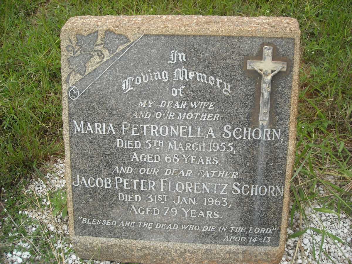 SCHORN Jacob Peter Florentz -1963 &amp; Maria Petronella -1955