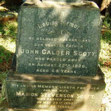 SCOTT John Calder -1926 &amp; Marion Stevenson -1950