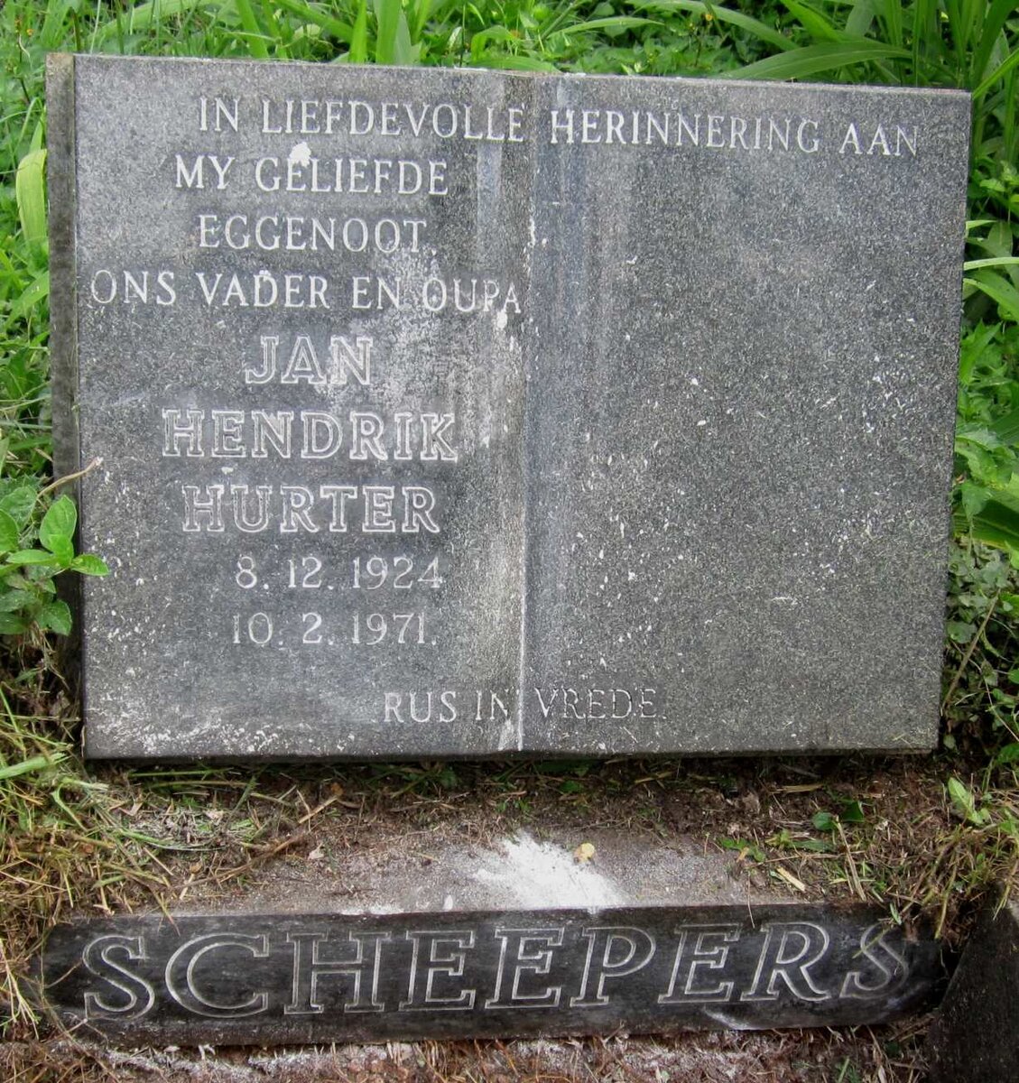 SCHEEPERS Jan Hendrik Hurter 1924-1971