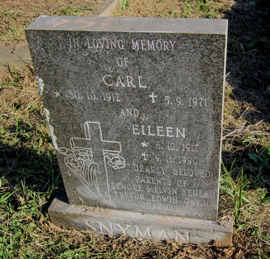 SNYMAN Carl 1912-1971 &amp; Eileen 1917-1990