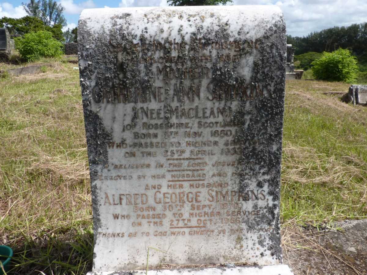 SIMPKINS Alfred George 1879-1956 &amp; Catherine Ann MacLEAN 1880-1933