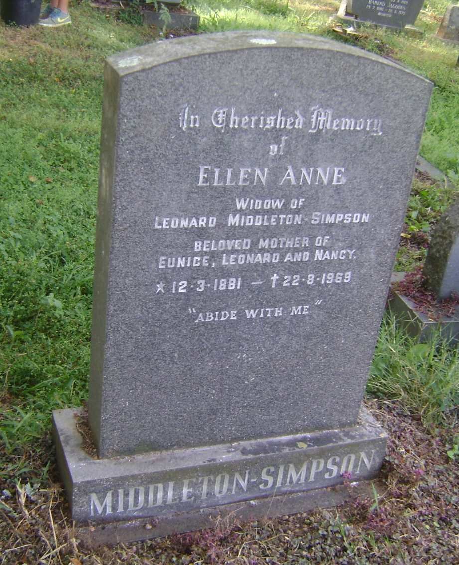 SIMPSON Ellen Anne, MIDDLETON 1881-1969
