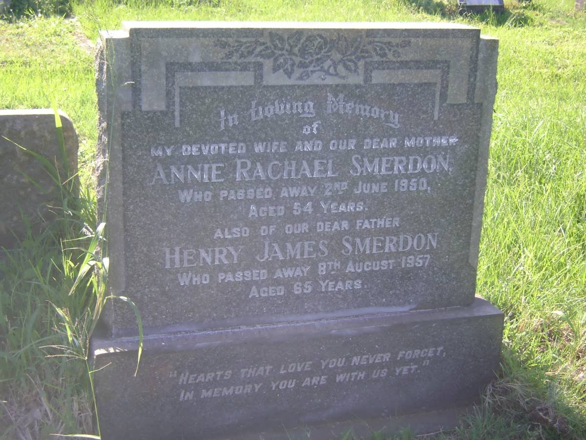 SMERDON Henry James -1957 &amp; Annie Rachael -1950