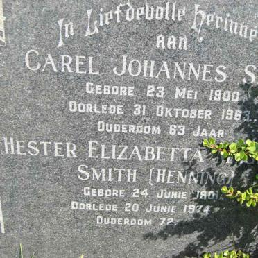 SMITH Carel Johannes 1900-1963 &amp; Hester Elizabetta Magrieta HENNING 1901-1974